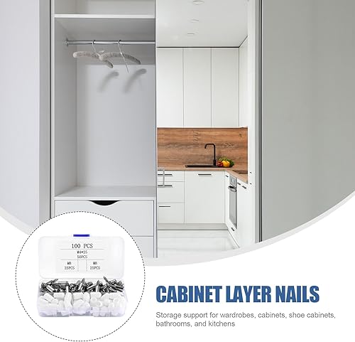 Miniatura 7 de 100 pasadores de estante, clavijas de tornillos para soporte de estante con funda antideslizante, pasadores de soporte de tablilla, tornillos