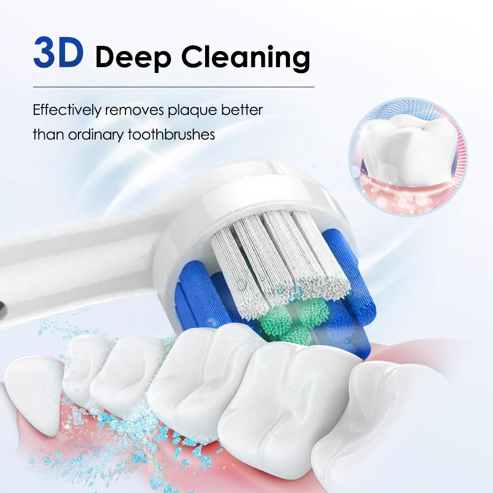 Brosse à dents électrique rotative à suspension magnétique, 5 modes, nettoyage sonique, 8 têtes de brosse et étui de transport, convient pour les enfants et les adultes, les voyages, le camping, le