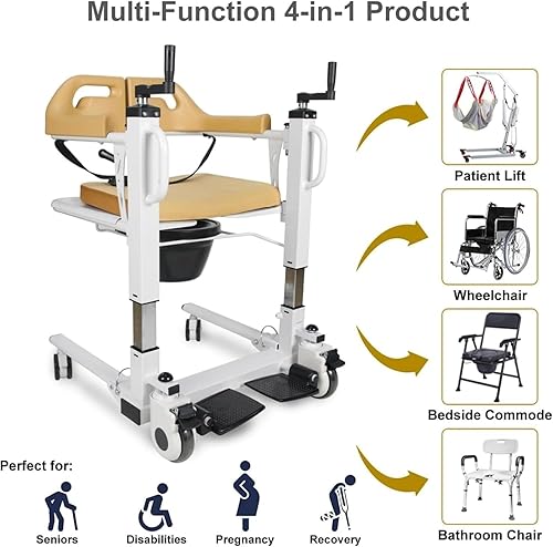 Miniatura 2 de Silla de transferencia de paciente para el hogar, silla elevadora de transferencia para personas mayores 4 en 1, silla de transferencia portátil