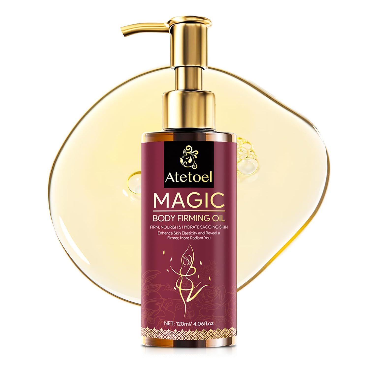 Magic Body Firming Oil, Magic Body Oil for Skin, Natural Botanicals Firming Oil for Women, Fast-Absorbing with Cactus Extract & Camellia, Vitamin E, 4.06 FL OZ.