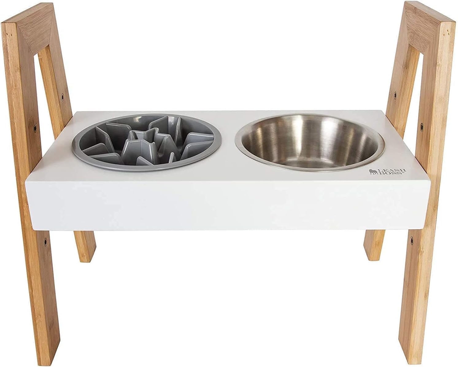 Pet Supplies Leashboss Slow Feed Bowl and Skyrise Adjustable Elevated