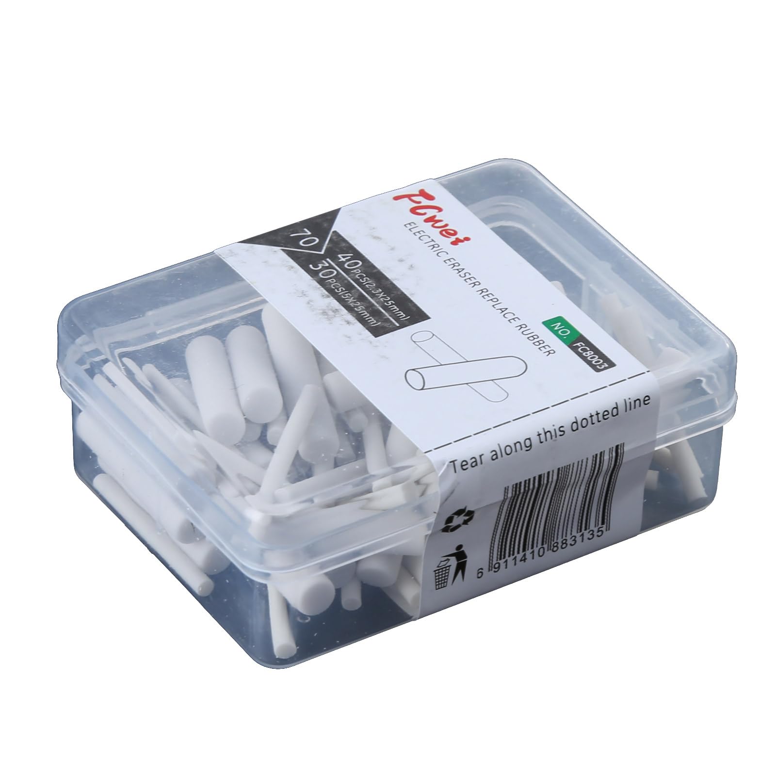 Kerdejar White 2.3Mm & 5Mm Electric Eraser Refills, 70Pcs Rectangular Rubber Sketch Eraser, Ideal For Drawing, Drafting, Arts & Crafts, Suitable For Tenwin 8302