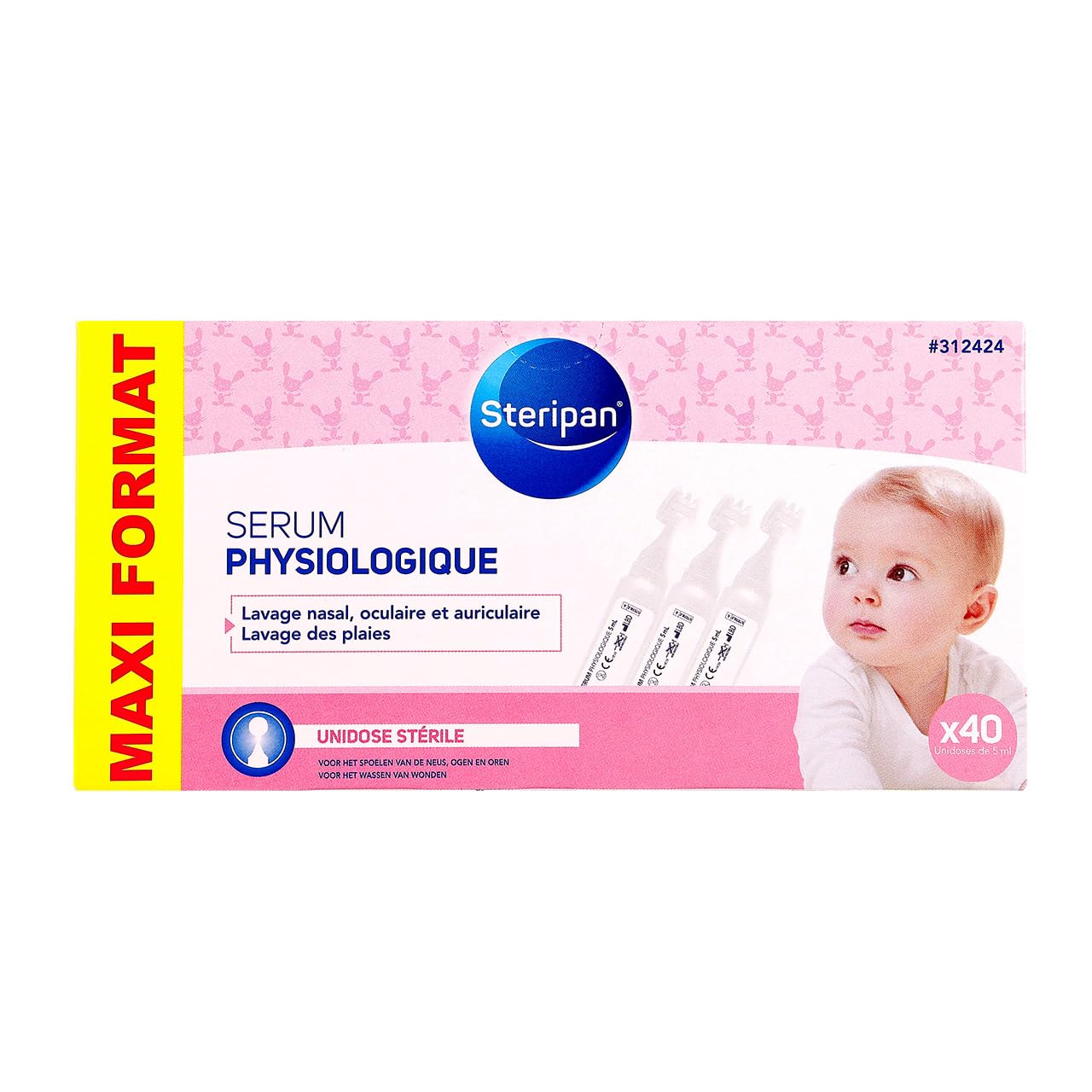 Steripan - Sérum Physiologique - Conseillé Pour Les Nourrissons - Lavage Nasal, Oculaire Et Auriculaire - Unidose Stérile 40 x 5 ML (Lot De 3)
