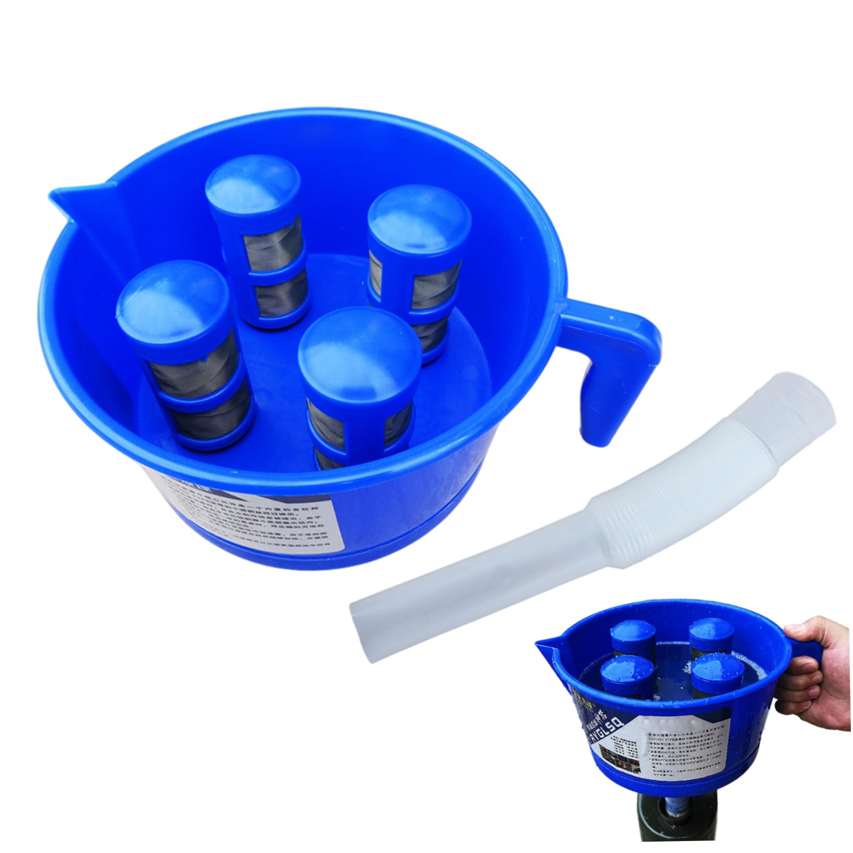 Filtertrichter |.Öl-Wasser-Abscheider mit 4 Filtern für Benzin und |.Mehrzweck-Filtrationstrichter für saubere Kraftstoffe und Flüssigkeiten mit Filterkraftstoff