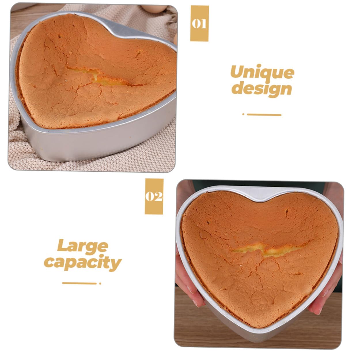 PRETYZOOM 8 Pièces Moule à Gâteau Coeur Moule à Gâteau Des Anges Bol Ramequins Amovible Poêle Tubulaire Fromage Cuisson De Gâteaux Alliage D'aluminium