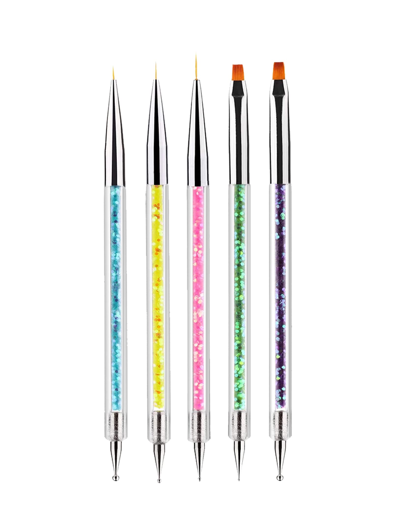 LANDOT 5Pcs Doubel Ended Nail Art Brushes - Nail Dotting Pen Liner Brush - Manicure Point Drill Drawing Painting Tools Set for DIY Nail Art DesignsGlobal Recycled StandardGlobal Recycled StandardGlobal Recycled Standard