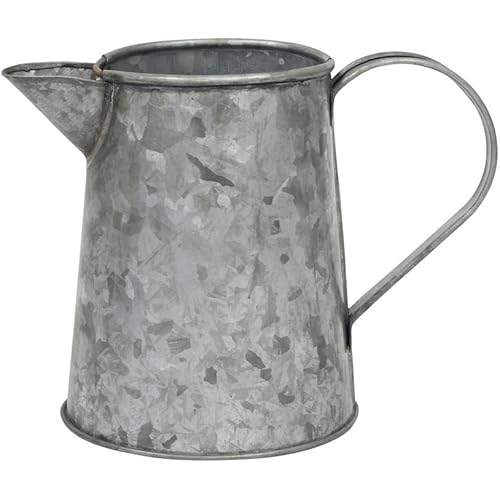 Stonebriar SB-5918A Small Country Rustic Galvanized Metal Pitcher with Handle, 5 inch