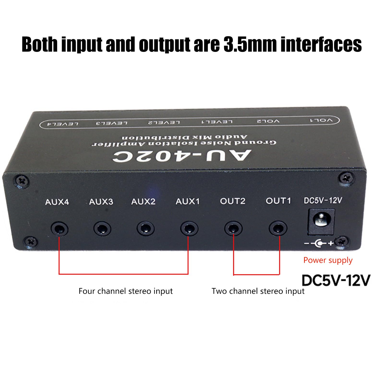 Mezclador de sonido estéreo portátil con control de canal independiente reducciones efectivas de ruido DC5v-12v alimentación control de volumen independiente