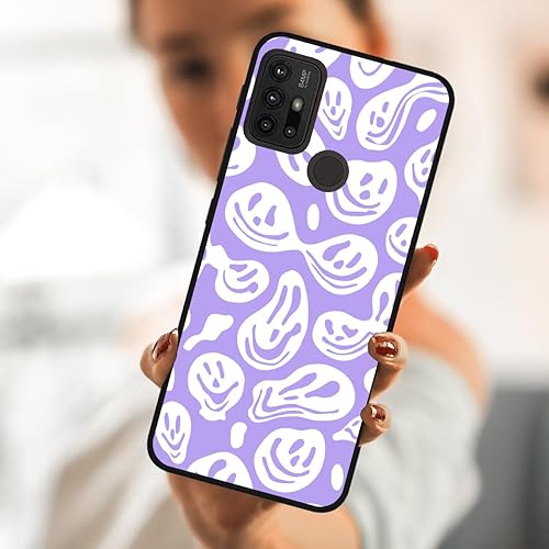 Miniatura 2 de Funda de teléfono para Motorola Moto G30G20G10, color morado pastel, blanco, divertido trippy goteo sonrisa derretida, hippie, calavera sonriente,
