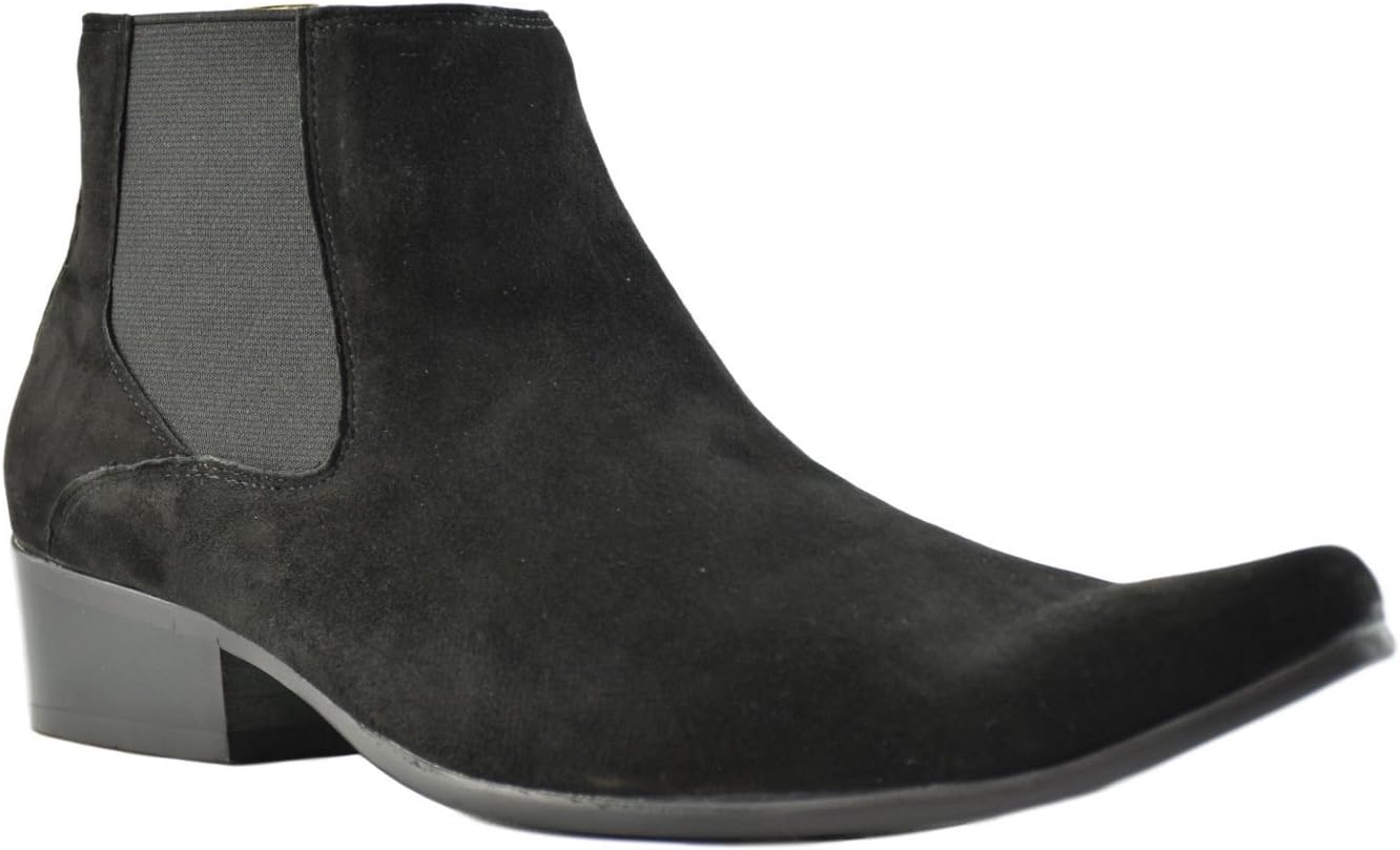 Black Suede Men's Winklepicker Chelsea Boots Pointed Ankle Boot