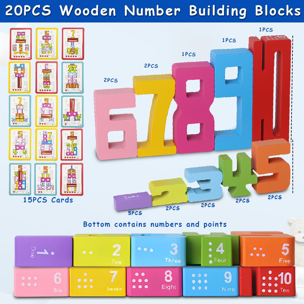 Constructive Playthings Children's Snap N Play Building Blocks for Toddlers 3-5 Years with Drawstring Bag for Block Storage, STEM Toys, Durable Hardwood Manipulatives, Multicolor, 65 pcs.