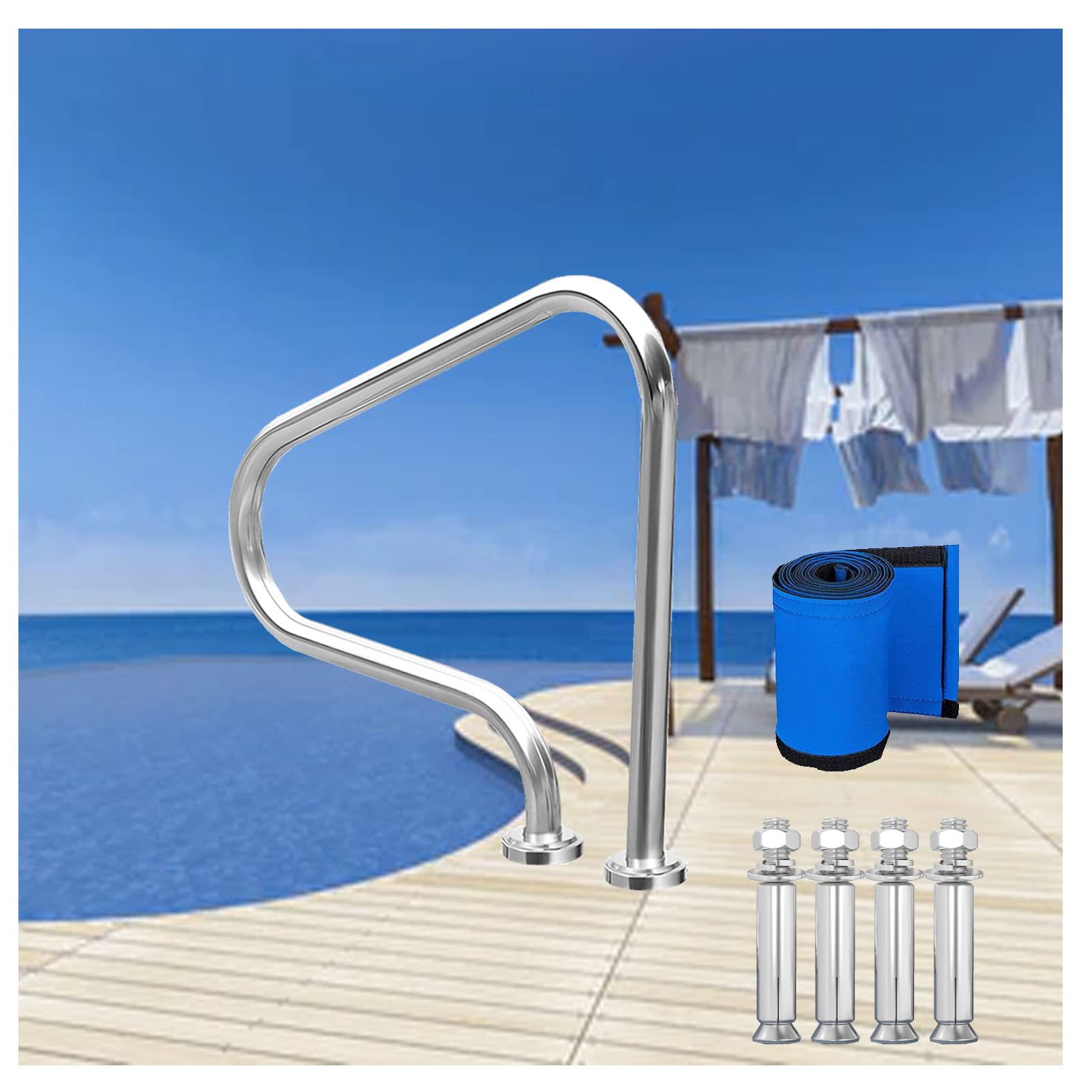 Rampe de piscine 31 x 31 pouces main courante escalier bassin capacité 250 LB
