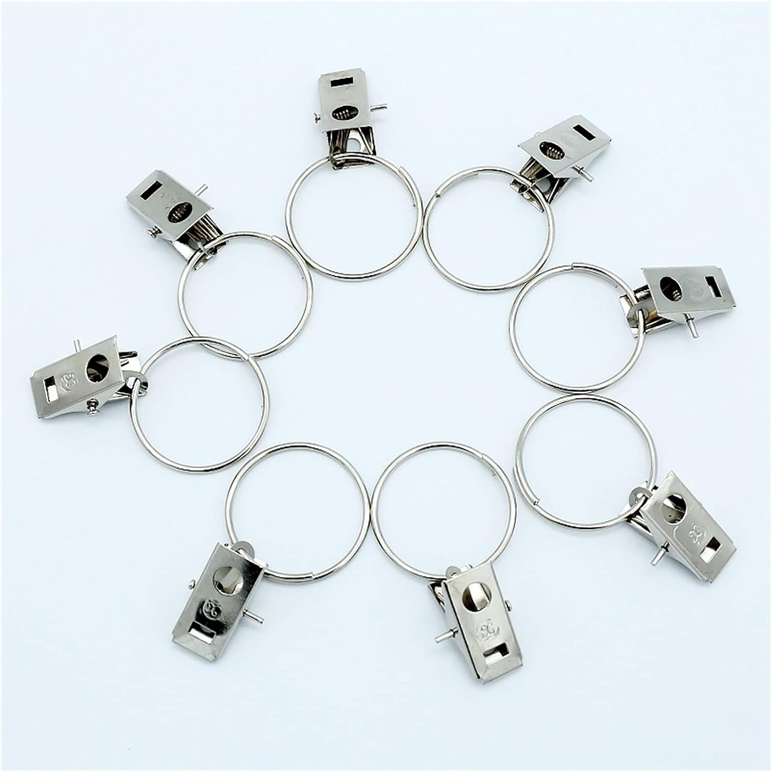 Curtain Rings Shower Curtain Rings with Clip, Metal Eyelet Drapery Ring 1.1 Inch Inner Diameter, Curtain Rod Small Accessories (Silver) Window Curtain Ring(Set of 100)