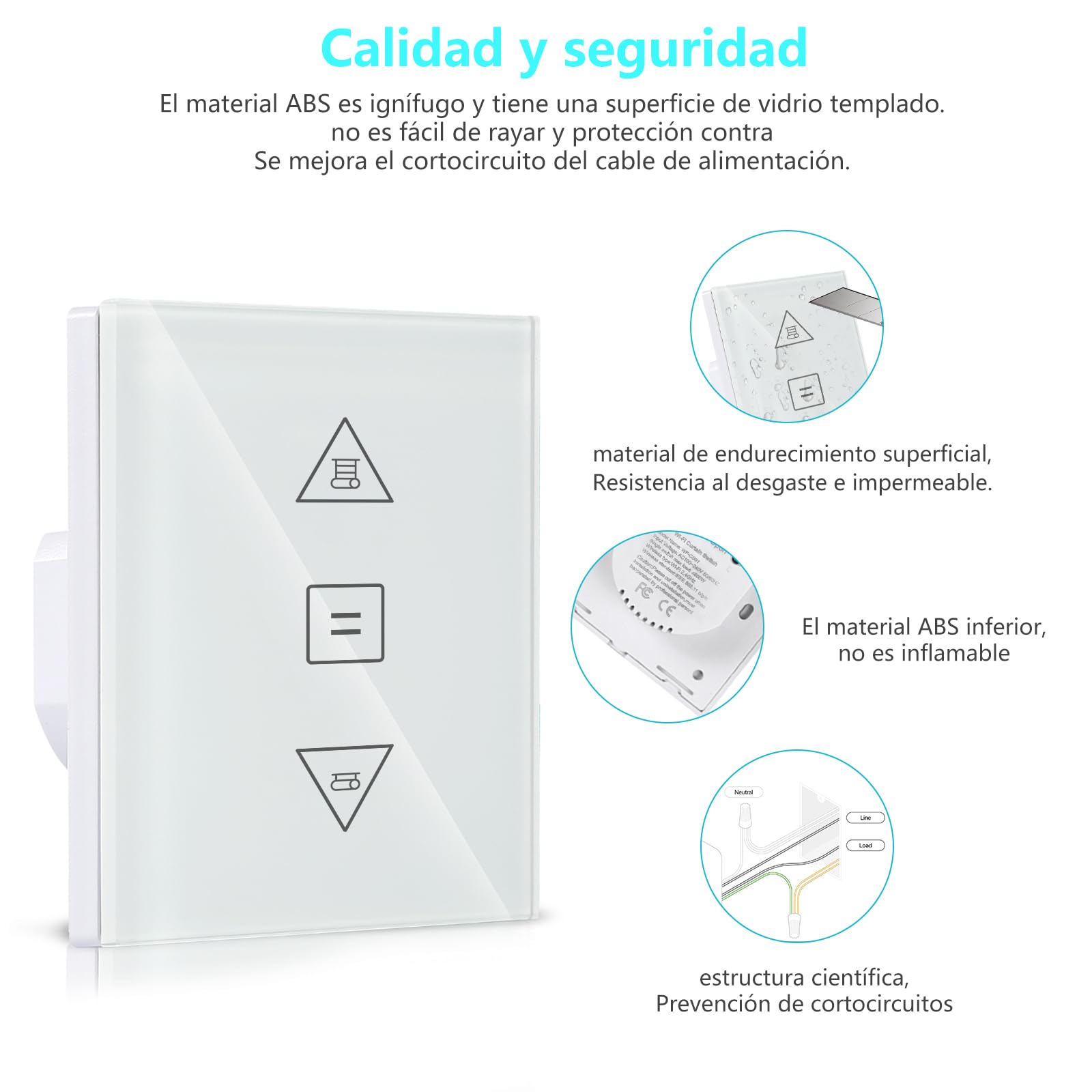 Interruptor Persiana Electrica,86 * 86mm Interruptor WIFI Persianas (Necesita Cable Neutro) Control de APP y Voz, Compatible con Alexa y Google Home 2 Pieza