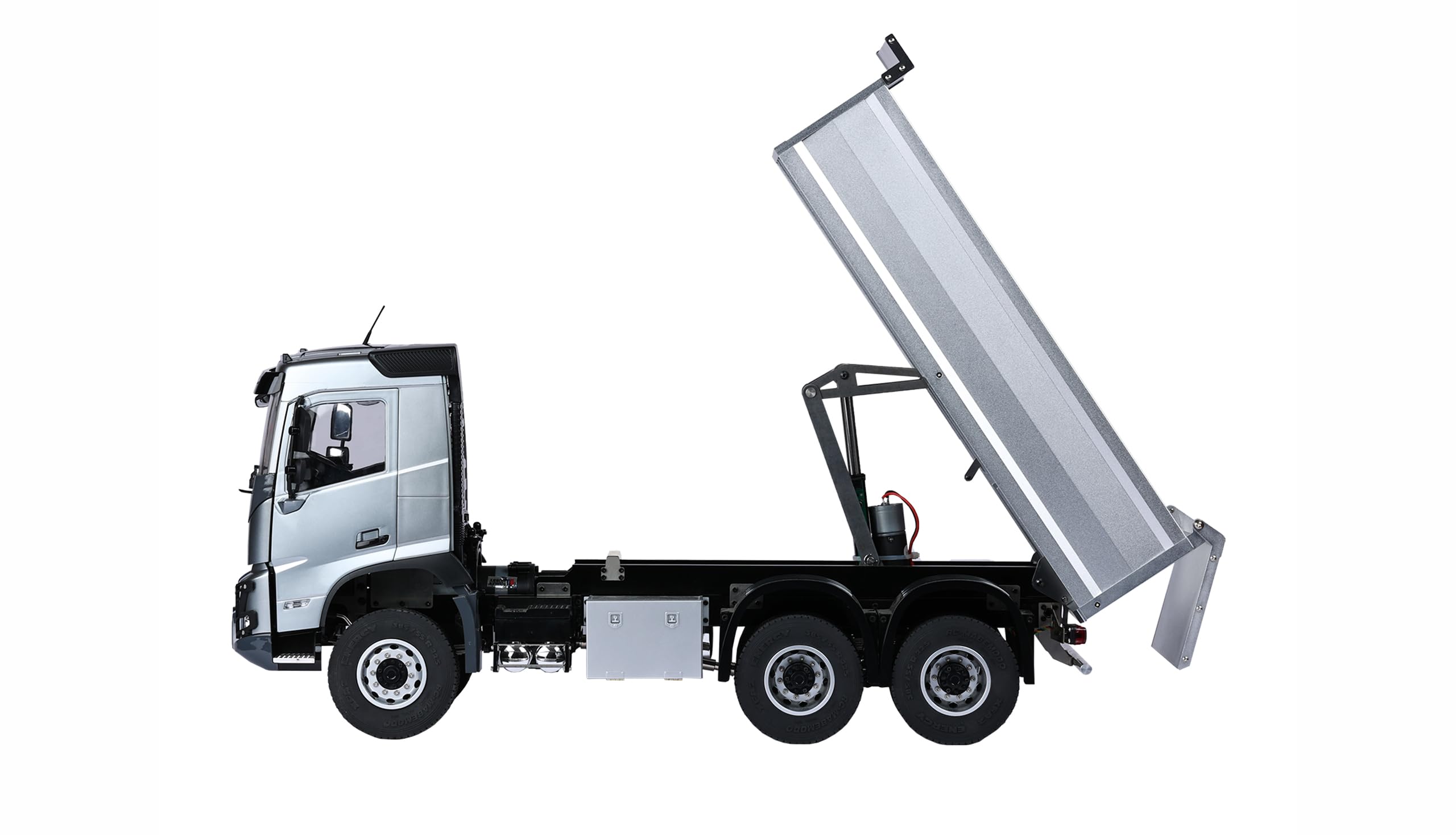 Volvo FMX E015 wywrotka licencyjna ciężarówka 6x4 1:14 RTR srebrna zdalnie sterowana