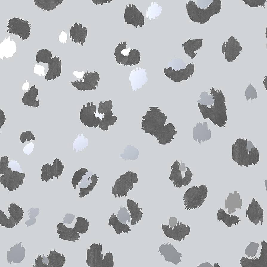 Exclusive Leopard Print Wallpaper Animal Spots Grey Metallic Black White : Amazon.co.uk: DIY & Tools