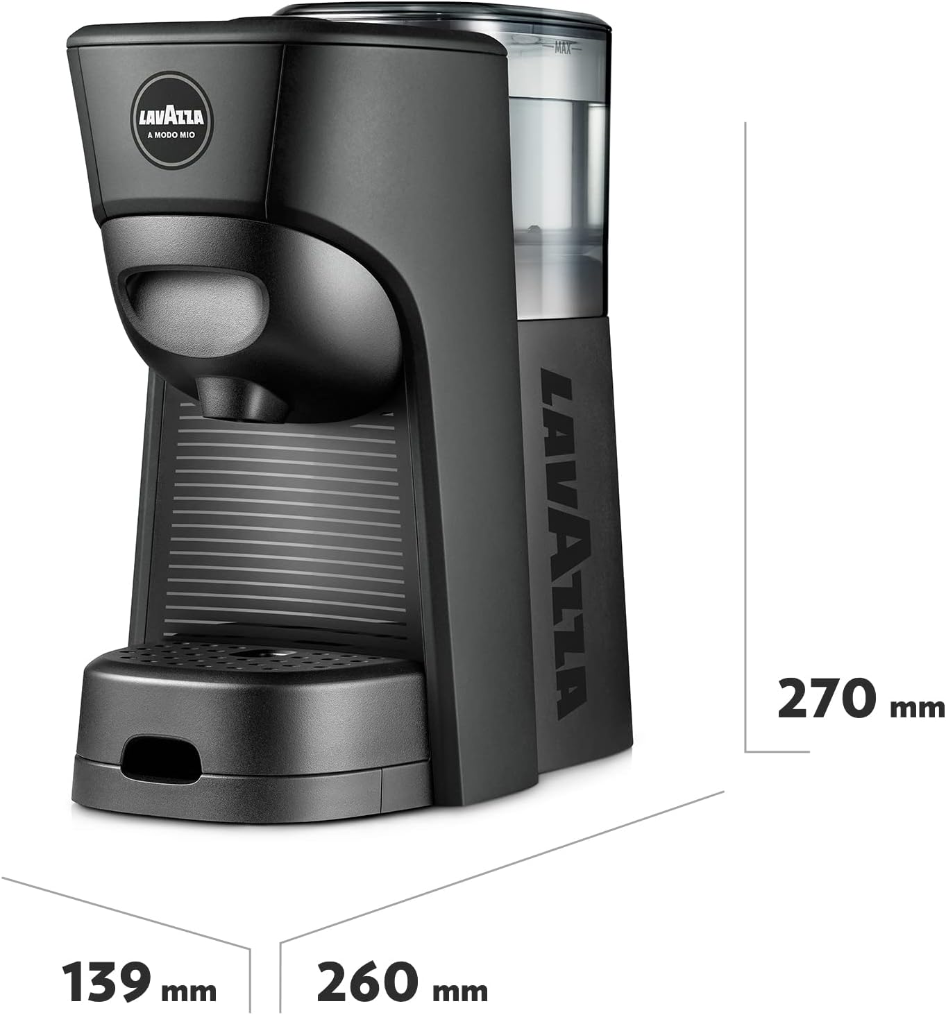 Lavazza, A Modo Mio Tiny Eco, Coffee Capsule Machine, Compact, Compatible with A Modo Mio Coffee Pods, with Automatic Shut-Off, Removable and Adjustable Cup Rest, 1450 W, 220-240 V AC, 50-60 Hz, Black 9 618cKjY3y9L. AC SL1500