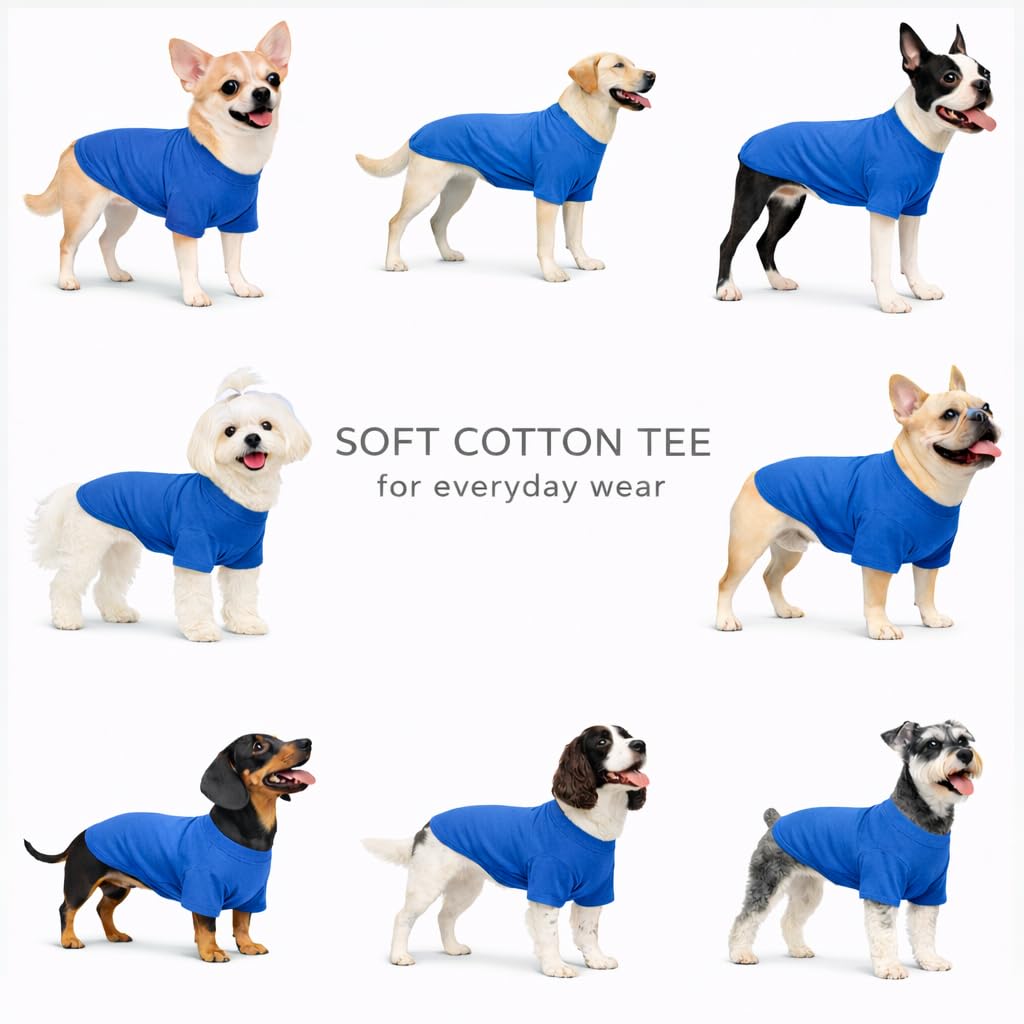 Lovelonglong Pet Clothing Dog Costumes Basic Blank T-Shirt Tee Shirts for Small Dogs Blue S - 5