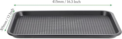 Vista 52 de Paquete de 12 bandejas de comida rápida marrón de 16 x 12 pulgadas, bandejas rectangulares grandes para servir restaurante, bandejas de plástico