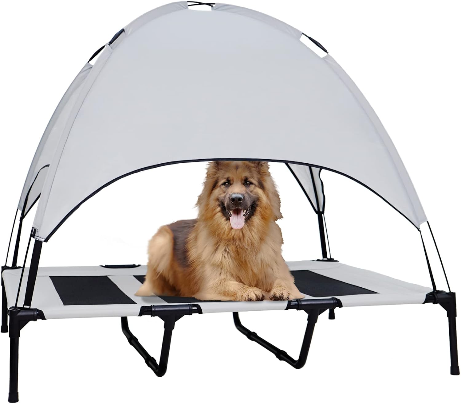 17PinHut Elevated Dog Bed with Canopy for Medium Dogs, 36 Inches Raised Dog Cots Indoor Outdoor Pet Bed Portable Frame Dog Cooling Bed…