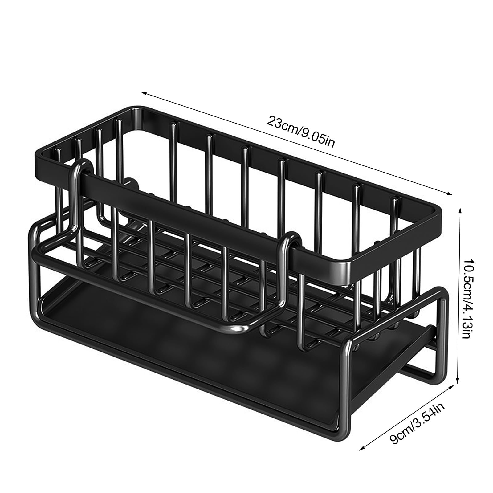 Kitchen Sink Caddy Organiser, Wall Mounted Sponge Holder Sink Caddy Organizer, Sink Caddy with Removable Drain Tray - Image 2