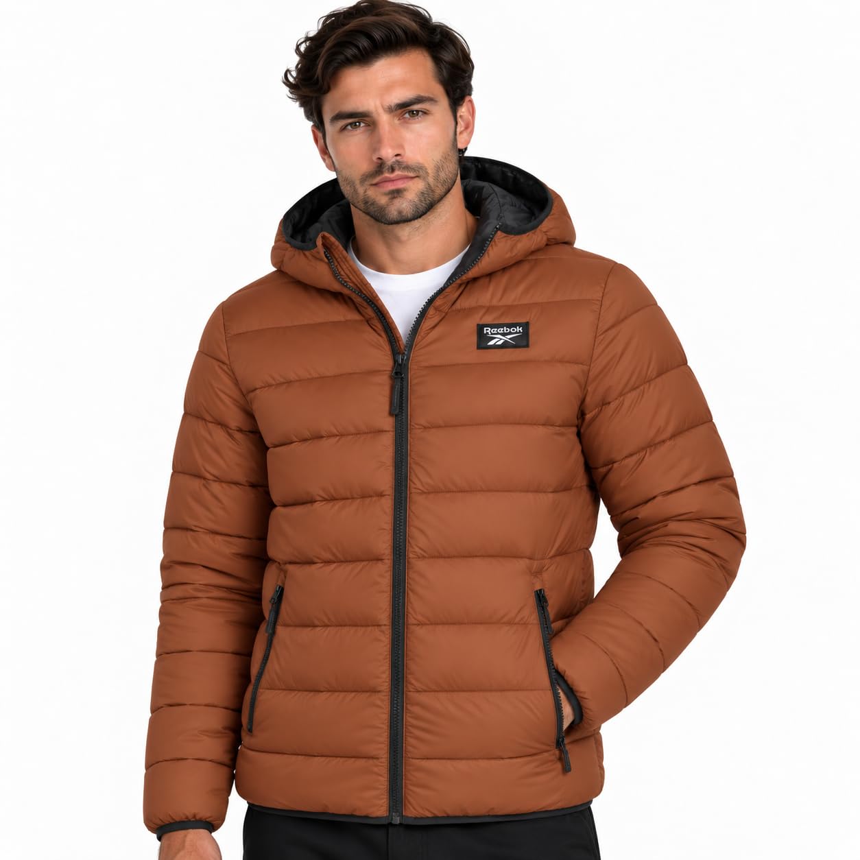 Mens Puffer Jacket Lightweight Hooded and Packable, Plus Size 2X-5X