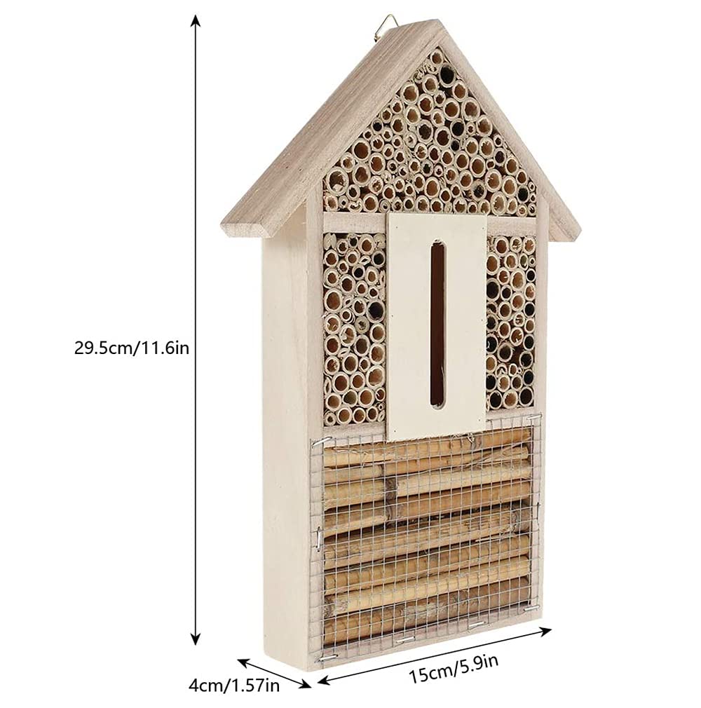 Hoteles de madera multi al aire libre del insecto de la calidad multi del hotel de la casa de la abeja de gran tamaño para Mariposas, escarabajos, colmenar-Tamaño 29,5 x 15 x 4 cm