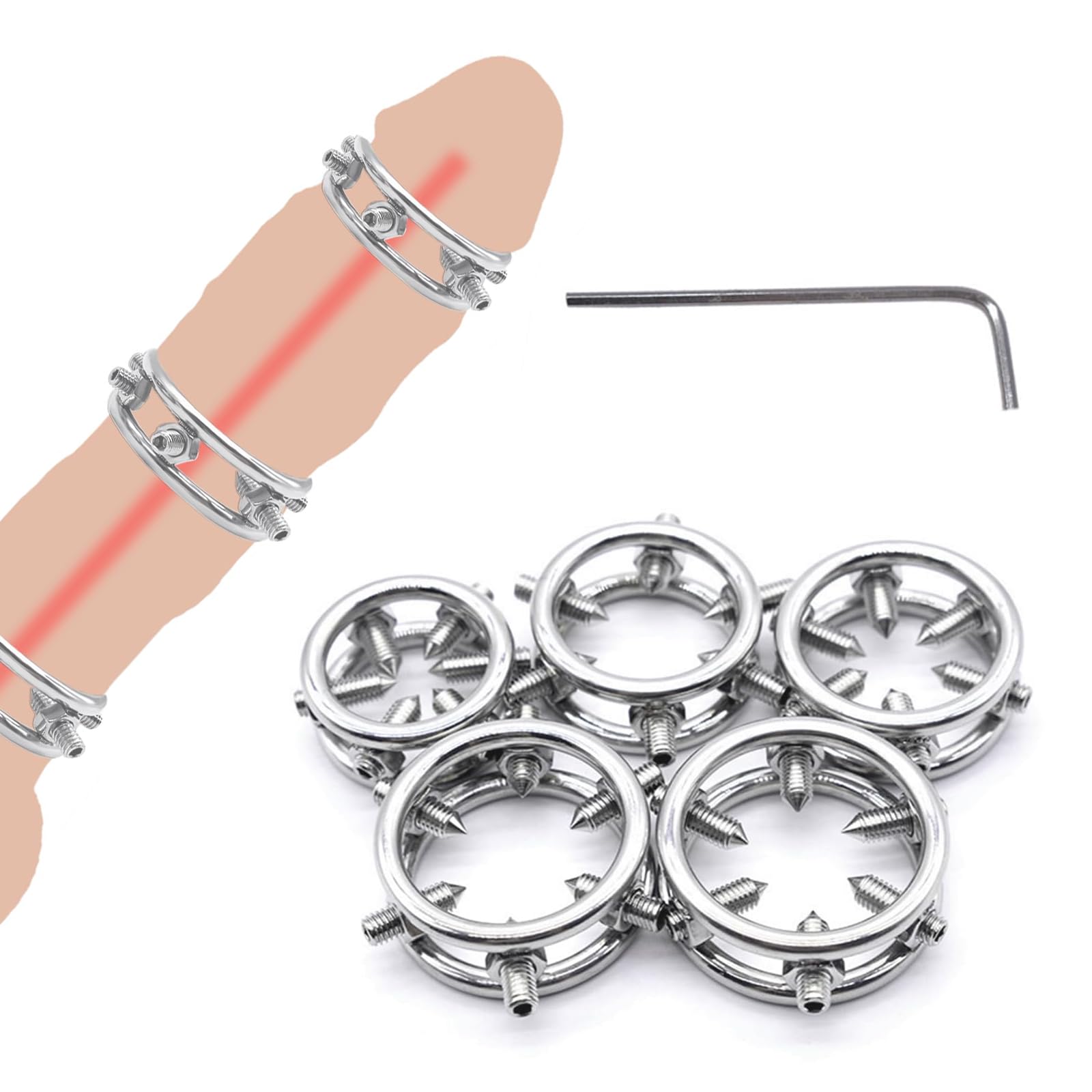 Extrem Edelstahl Cock Ring Mit Spikes Verstellbarer Eichelring Mit Schraube CBT Hodenstrecker Penisring für Herren BDSM Bondage Fetisch Spielzeug Metall Penisring für Männer Paare Rollenspiel