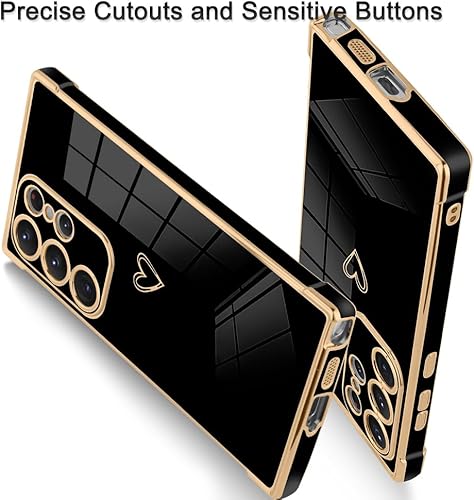Miniatura 9 de AIGOMARA Funda compatible Samsung Galaxy Note 10 Plus con diseño de corazón chapado en negro, protección a prueba de golpes, funda de carga