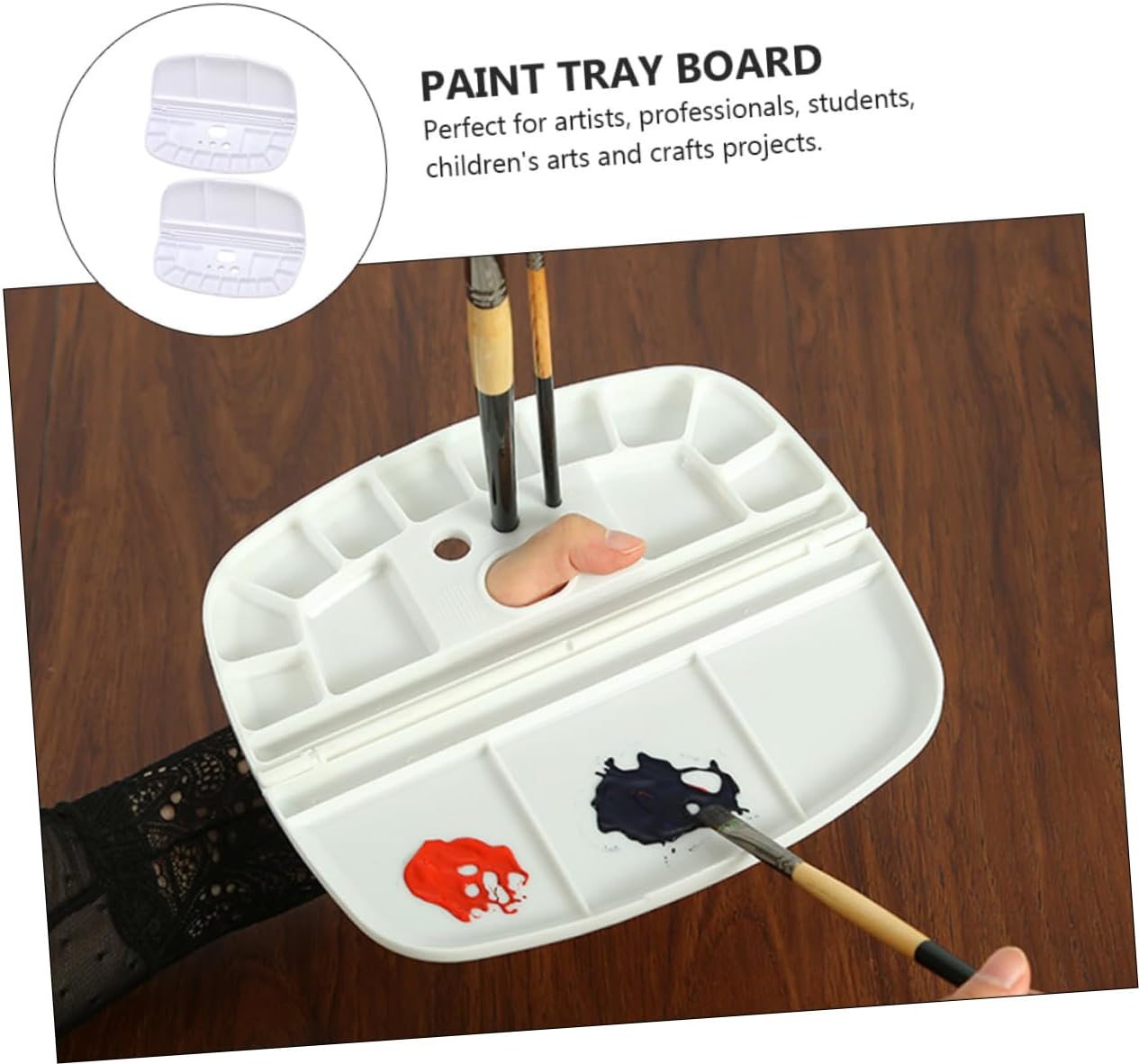 2Pcs White PP Paint Tray Board for Students and Children