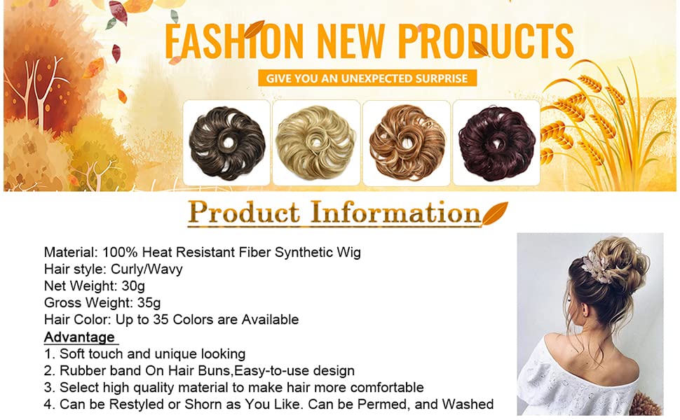 Miniatura 9 de Extensiones de cabello sintético ondulado estilo francés para mujer (#R1822, castaño ceniza claro y castaño caoba)