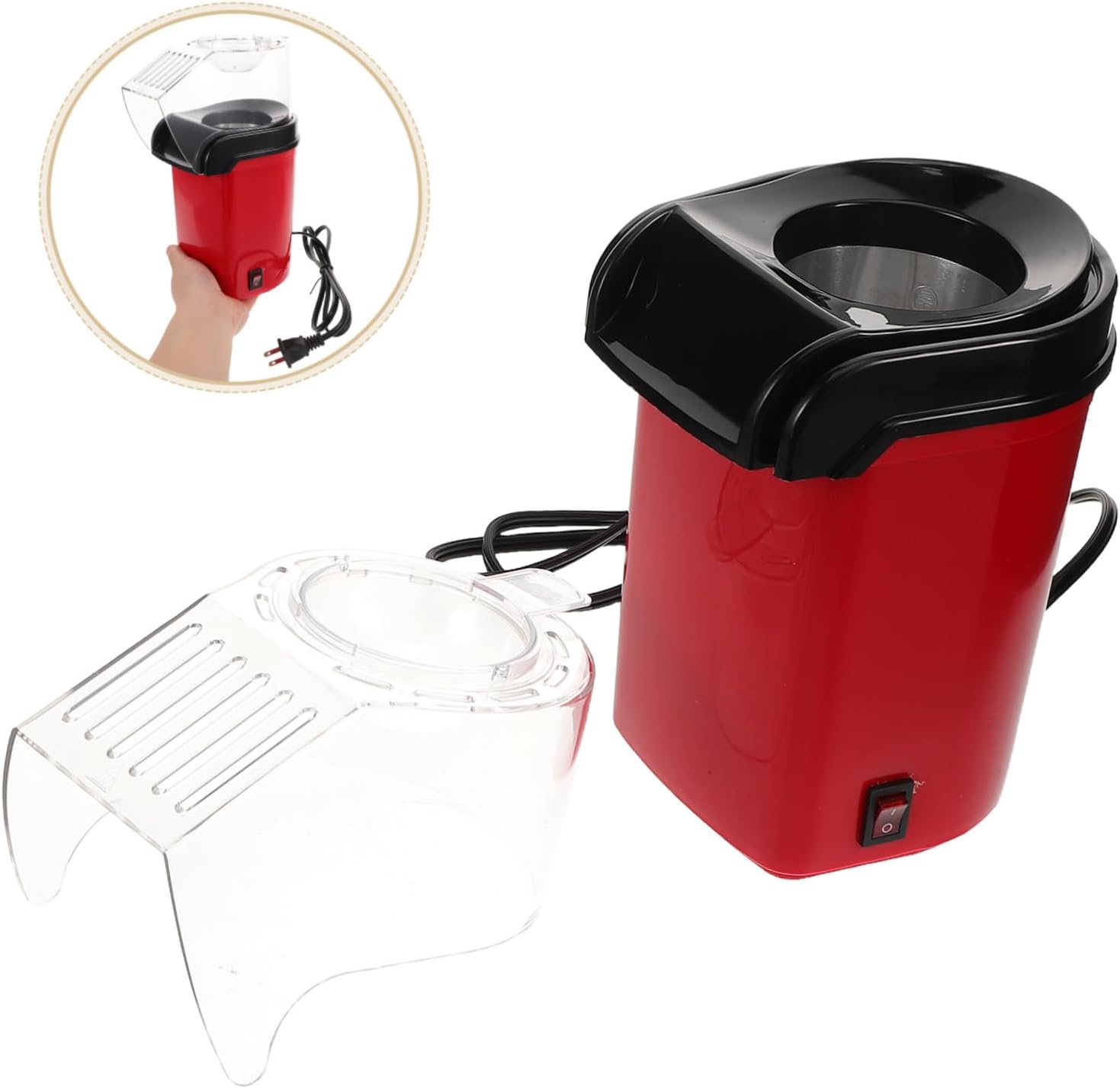 Angoily 110v High-efficiency Hot Air Popcorn Maker with Measuring Cup Electric Popcorn Machine for Healthy Snacks Compact Design for Home Use Quick