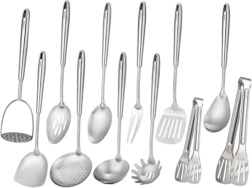 Miniatura 10 de Juego de Utensilios de Cocina de Acero Inoxidable 18/10 - 16 PIEZAS Todos los Utensilios de Servir de Metal, Herramientas de Cocina - Batidor,