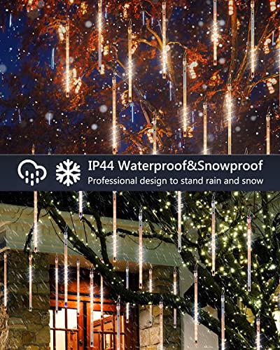 Flacchi Warm White 10 Tubes 240 Led Raindrop Lights Meteor Shower Icicle Lights With Timer Function Cascading Lights Falling Rain Lights For Holiday Party Christmas Decorations #TOP6