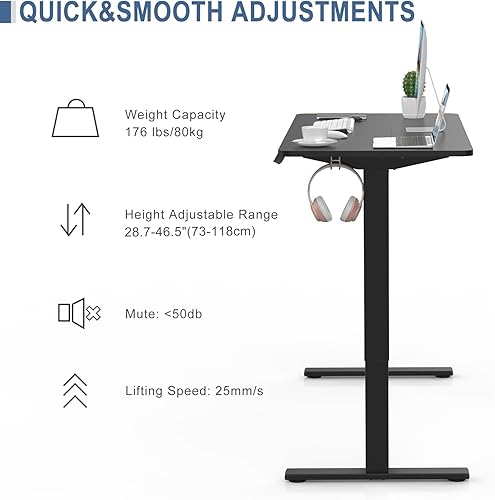 Miniatura 5 de ERGOMAKER Escritorio eléctrico ergonómico de pie ajustable en altura 43.3 x 23.6 in (43.3 x 23.6 pulgadas), escritorio de pie con parte superior