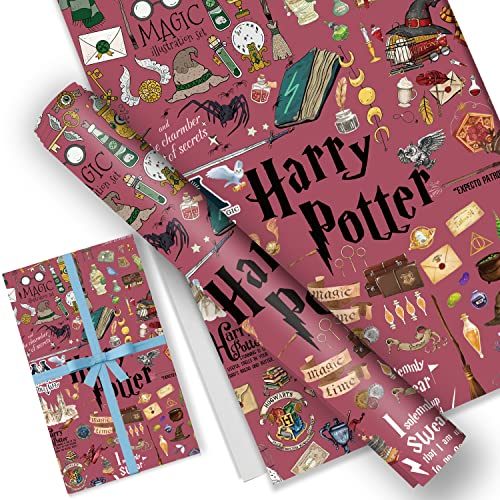 Bonamana 5 hojas de papel de regalo de Harry Potter 51 x 75 cm apel de estraza duradero paquete de...