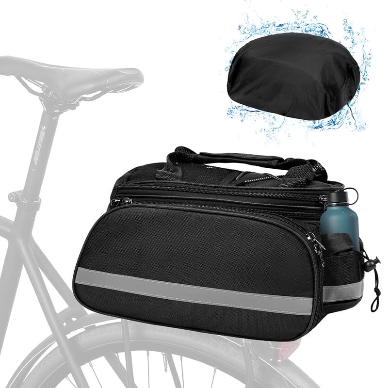 Borsa Bici Posteriore Doppia, 10-20L Borse Impermeabili per Portapacchi, Borsa 3 in 1, Zaino Portatile Multifunzione per Esterni