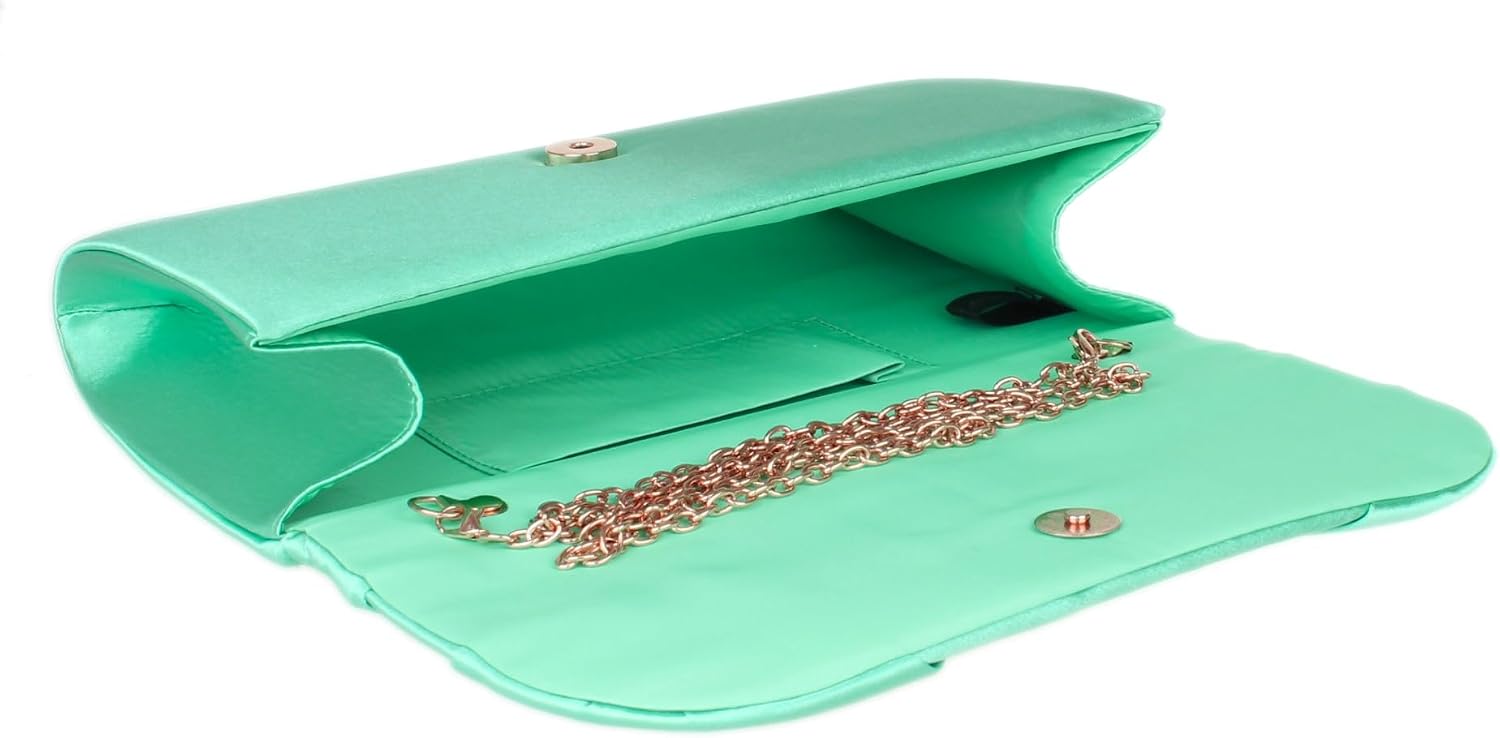 Girly HandBags Womens Twist Satin Plain Clutch Bag