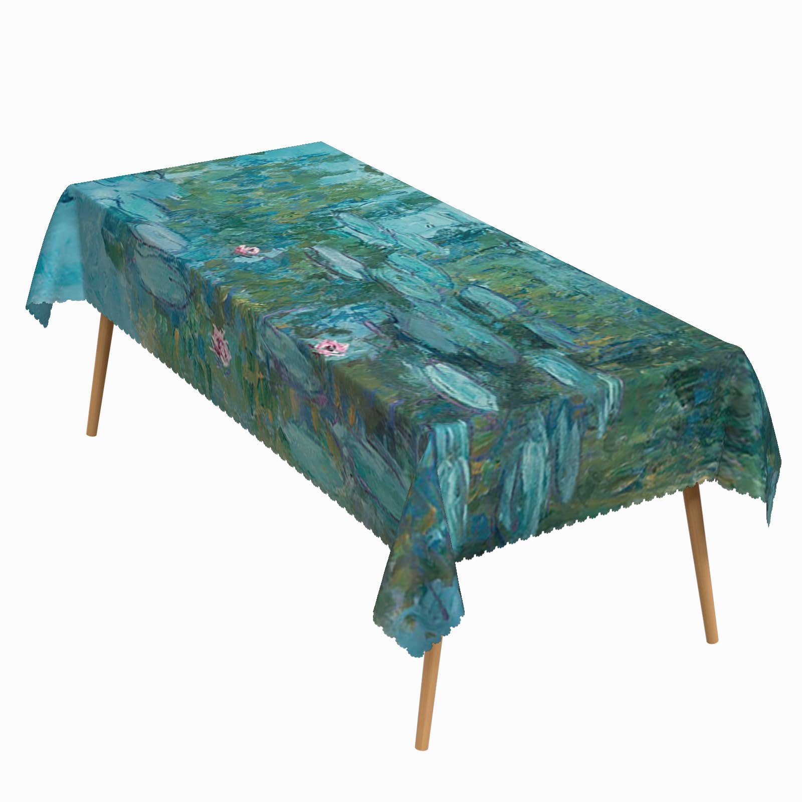 ggaimwf 60x102 Inch Oil Painting Rectangle Tablecloth Monet Impressionist Art Water Lilies Series Table Cloth Washable Durable Table Cover for Dining