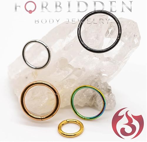Miniatura 5 de Joyería corporal prohibida 14G-18G de acero quirúrgico con bisagras de fácil uso sin problemas sin costuras aro del cuerpo Piercing Ring se vende