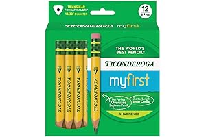 Ticonderoga My First Short Pencils #2 Triangle Grip Pastel, Fun Yellow 12-Pack...
