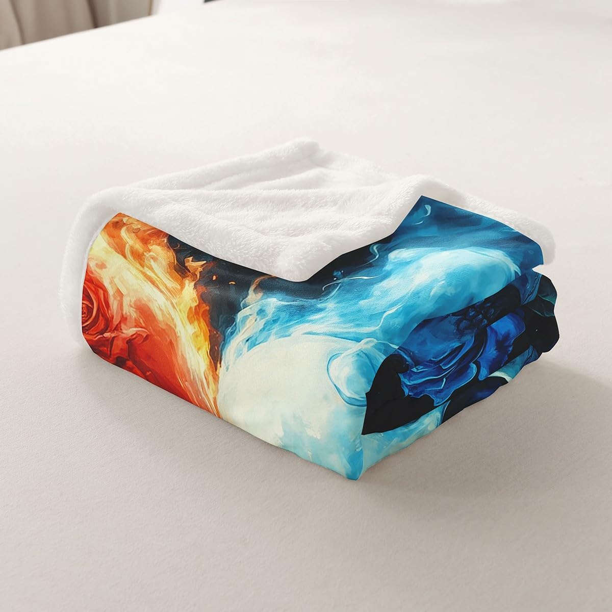 Skull Couple Blanket Twin 60x80 Gothic Romantic Skeleton Blanket for Kids Teens Boys Girls Valentine's Day Sherpa Blanket Lightweight Burning Flame Rose Blanket Living Room Decor