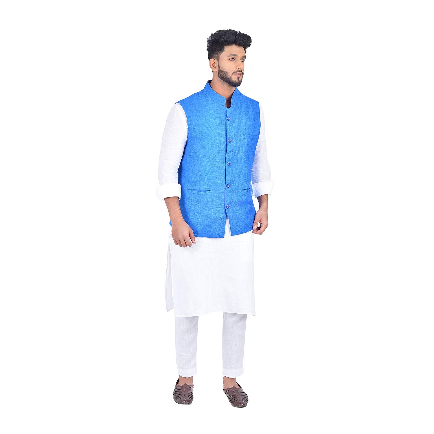 Bhagalpuri Handloom Silk Nehru Jacket (Grey, Ns 97_Parent)-image-32