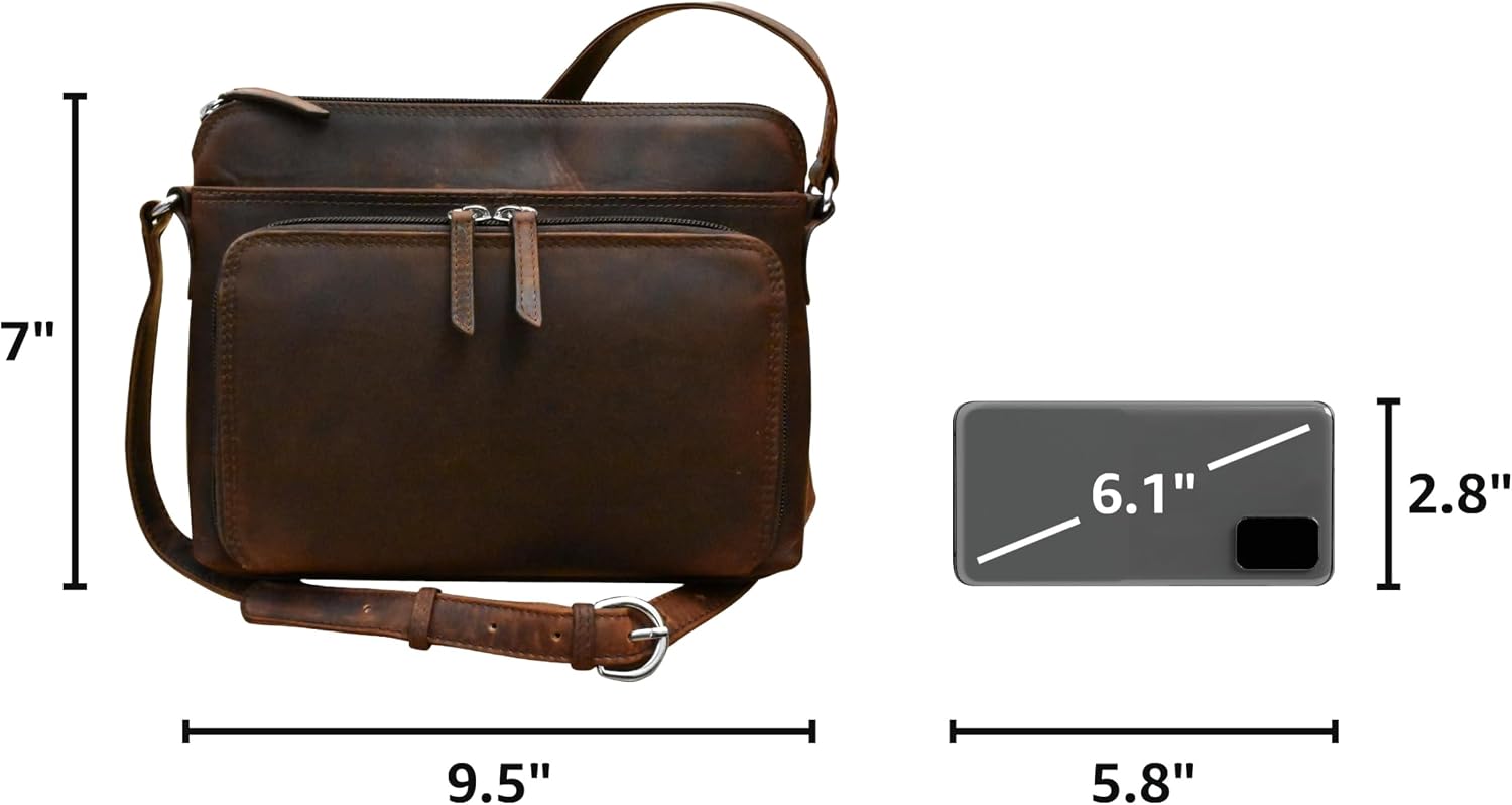 ili New York Genuine Leather Crossbody Bags for Women - Premium RFID Blocking Shoulder Bag Organizer with Adjustable Strap