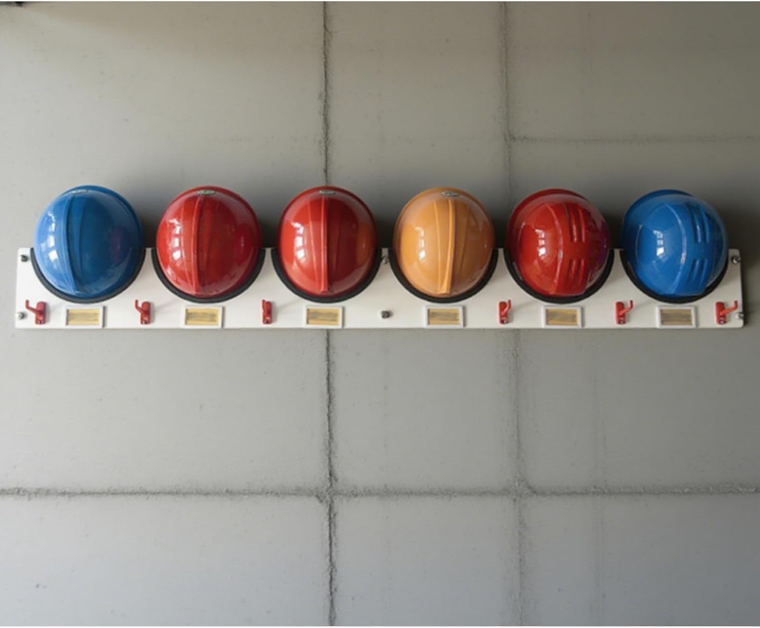 Hard Hat Helmet Holder, Wall Mount Industrial Construction Hard Hat Rack with Hooks, Safety Helmet Storage for Factory/Workshop/Power Plant(1 Pcs)