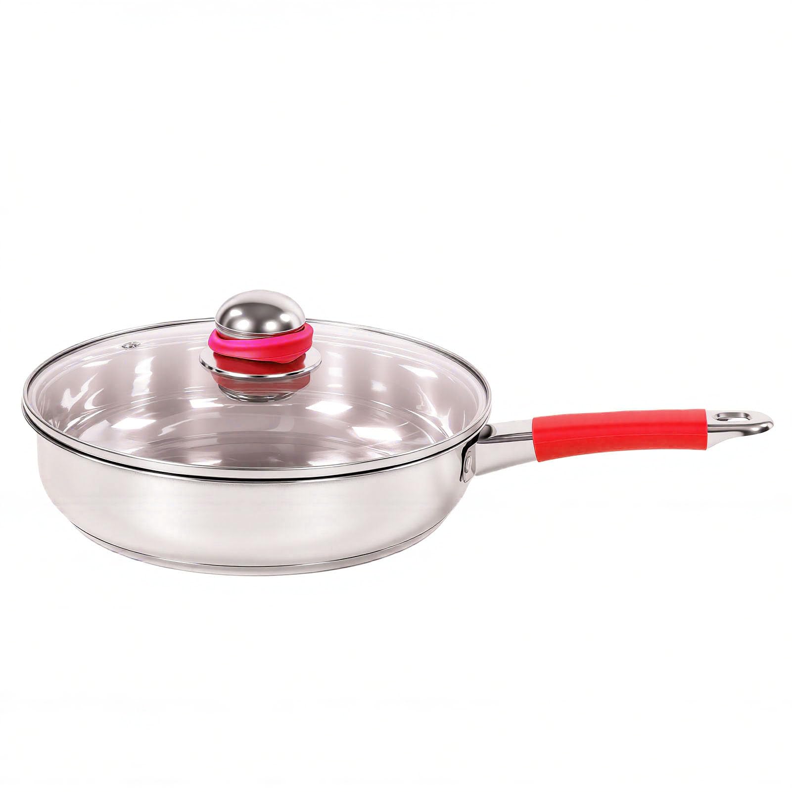 Ausla Juego de Utensilios de Cocina de Acero Inoxidable de 6 Piezas, Ollas y Sartenes con Base de Triple Capa y Tapas de Vidrio, Compatibles con Todas las Estufas, Utensilios de Cocina para Cocción