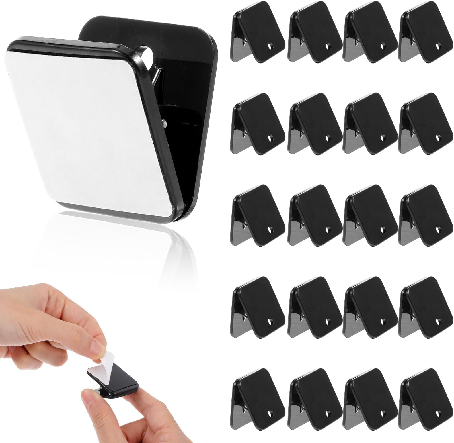 20 Pcs Self Adhesive Clips, Tapestry Wall Hanging Clips, Double-Sided Spring Clips for Shower Curtains, Photos, Posters and Flags, Document, Idea for Home, Office