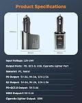 Rapide USB C Chargeur de voiture, 4 en 1 Multi USB Adaptateur d'éclairage de cigarette, Splitteur d'éclaireur de voiture avec 2 USB Ports & PD3.0 Port, 12V/24V Adaptateur de Chargeur de Voiture Rapide pour Cellulaire Pad GPS Dash Cam