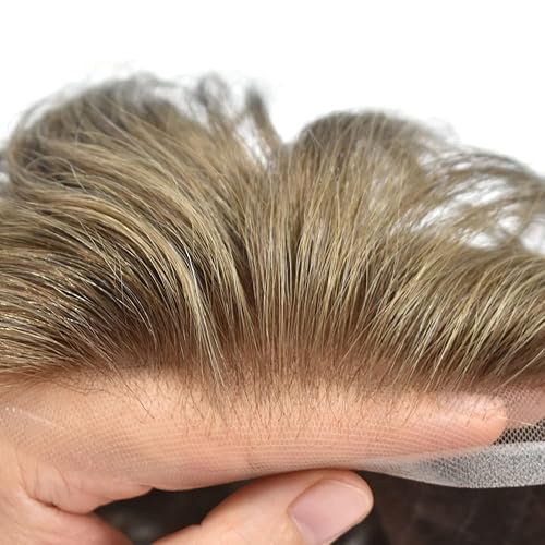 Miniatura 3 de Toupee - Pieza de cabello humano real para hombre, con encaje completo para hombre, sistema de reemplazo de cabello humano, piezas de cabello para