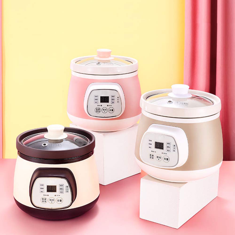 Olla cocción Lenta eléctrica 1,5 l con Revestimiento cerámica, Olla para guisar Inteligente para hogar con función Reserva y 6 configuraciones cocción para 2 o 3 Personas